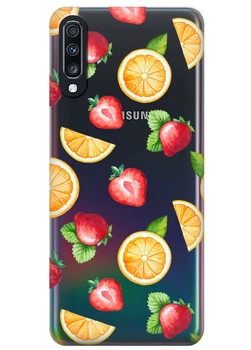 Прозрачный силиконовый чехол iSwag для Samsung Galaxy A70 Фруктовый дизайн (M6589)