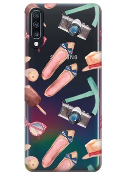 Прозрачный силиконовый чехол iSwag для Samsung Galaxy A70 Женские штучки (M6544)