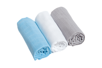 Набор муслиновых пеленок Koko Mama BLUE (3 цвета+3 размера) 80х80, 80х120, 150х150 cм