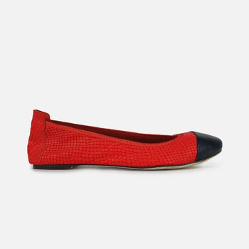 Балетки из натуральной кожи на плоской подошве красные 36 , Т2161к , Fashion