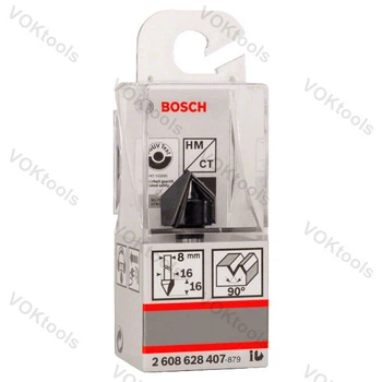 V-образная пазовая фреза 90° d8 D16 h16 L45 Standard for Wood Bosch Professional (2608628407)