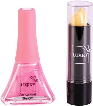 Набор детской косметики Lukky желтая помада меняющая цвет на розовый + лак Коралловый (T13803)