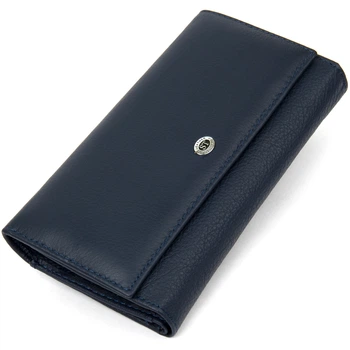 Женский кошелек ST Leather из натуральной кожи в классическом стиле темно-синий (bg193fash87)
