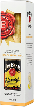 Ликер Jim Beam Honey 0.7 л 32.5% + стакан Хайболл (5060045592781)