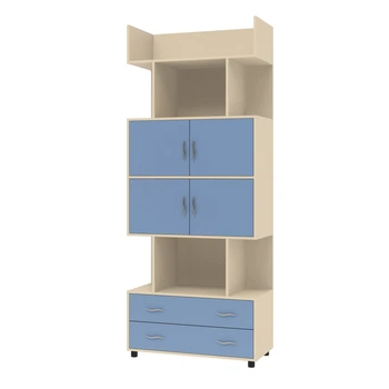 Шкаф KidsBunkBed Ш07 дуб молочный терра голубая 2160 x 880x 430 мм