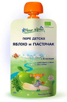Фруктово-овочеве органічне пюре Fleur Alpine яблуко і пастернак 120 г (5024688001062_1)