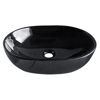 VOLLE BLACK AMADEUS M умывальник 48*35*14,5 см овальный черный, накладной (13-06-06Black)