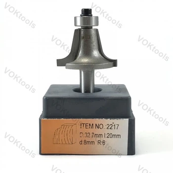 Фреза ГЛОБУС 2217 d8 D33 h20 R6 кромочная фигурная с нижним подшипником