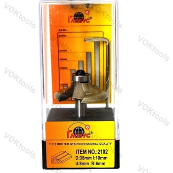 Фреза ГЛОБУС 2102 кромочная калевочная d8 D38 h10 R6