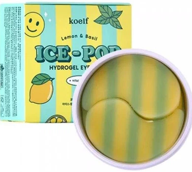 Гидрогелевые патчи для глаз с лимоном и базиликом Koelf Lemon & Basil Ice-Pop Hydrogel Eye Mask 60 шт (8809508850887)