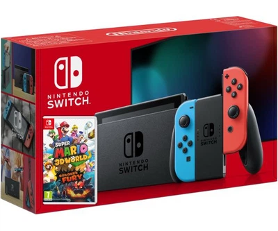 Nintendo Switch Neon Blue-Red (Upgraded version) + Игра Super Mario 3D World + Bowser's Fury (русская версия)