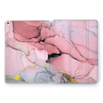 Чехол книжка, обложка для Apple iPad (Розовый мрамор с желтым) модели 9.7 2/3/4 эпл айпад 2011 2012