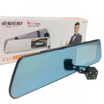 Відеореєстратор Дзеркало DVR C11 реєстратор із двома камерами із вбудованим мікрофоном