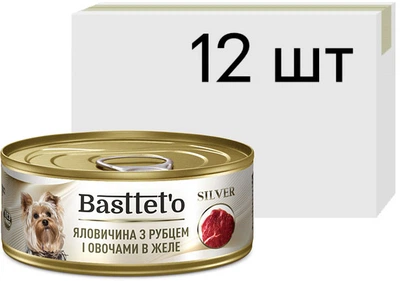 Консерва для дорослих собак Basttet`o Silver Яловичина з рубцем та овочами в желе 85 г 4820185492645