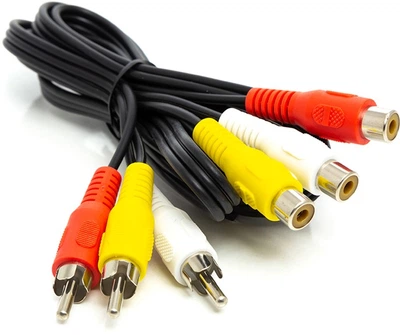 Аудиокабель PowerPlant 3xRCA (M) - 3xRCA (F) 1 м Черный (CA912049)