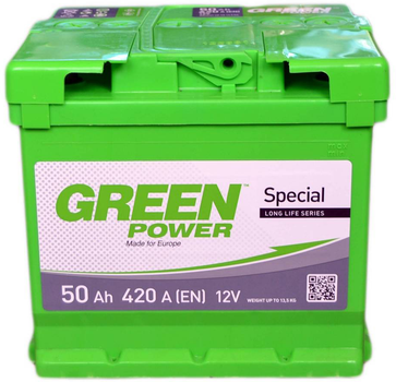 Автомобильный аккумулятор Green Power 50 Ah (+/-) Euro (420EN) (22354)