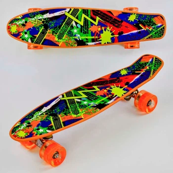 Пенни борд со светящимися колесами d = 6см (Р 12305) Best Board, доска = 55см