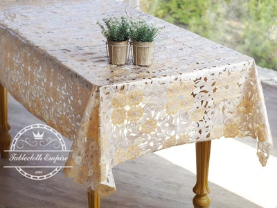 Клеенка кухонная Lace Ажур 1.32 м бежевая пог. м. (087-В)