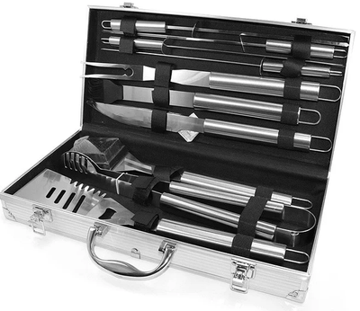 Набор для мангала BBQ Tools Set AL 10 для барбекю в алюминиевом кейсе 10 предметов Серебристый (12517)