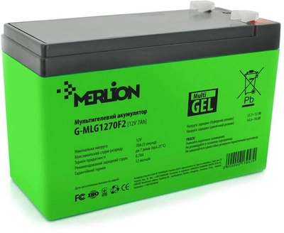 Аккумуляторная батарея MERLION 12 V 7.0 Ah (G-MLG1270F2)
