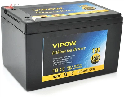 Аккумуляторная батарея Vipow литиевая 12 V 18A с элементами Li-ion 18650 со встроенной ВМС платой (3S9P) (VP-12180LI)