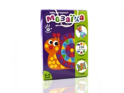 Набор для творчества Vladi Toys Мозаика Улитка 20x27 см с 6 планшетами развивающий детский комплект для создания картин разноцветный