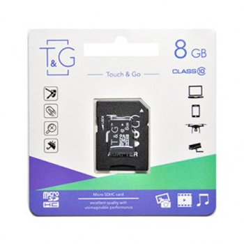 Карта памяти MicroSDHC 8GB Class 10 T&G + SD-adapter (TG-8GBSDCL10-01)