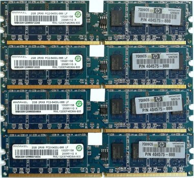 Комплект оперативной памяти Ramaxel DDR2 8Gb (4*2Gb) 800MHz PC2 6400U 2R8 CL6 (RML1320EF48D8W-800) Б/У