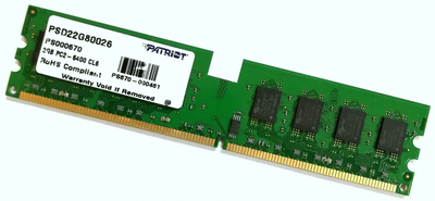 Оперативная память Patriot DDR2 2Gb 800MHz PC2 6400U CL6 (PSD22G80026) Б/У