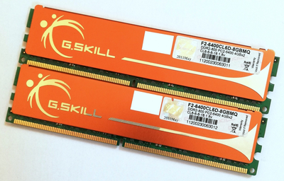 Пара игровой оперативной памяти G.Skill DDR2 4Gb (2Gb+2Gb) 800MHz PC2 6400U CL6 (F2-6400CL6D-8GBMQ) Б/У