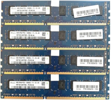 Комплект оперативной памяти Hynix DDR3 16Gb (4*4Gb) 1600MHz PC3-12800 2R8 CL11 (HMT351U6EFR8C-PB N0 AA) Б/У