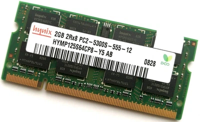 Оперативная память для ноутбука Hynix SODIMM DDR2 2Gb 667MHz 5300s CL5 (HYMP125S64CP8-Y5 AB) Б/У