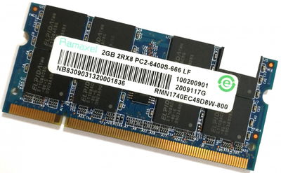 Оперативная память для ноутбука Ramaxel SODIMM DDR2 2Gb 800MHz 6400s 2R8 CL6 (RMN1740EC48D8W-800) Б/У