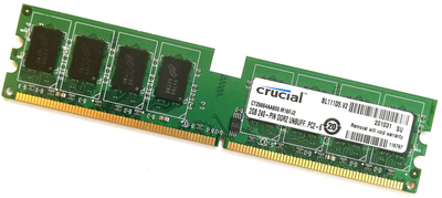 Оперативная память Crucial DDR2 2Gb 800MHz PC2 6400U CL6 (CT25664AA800.M16FJ2) Б/У