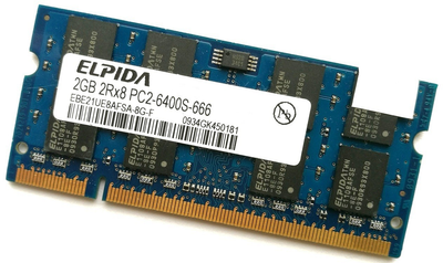 Оперативная память Elpida SODIMM DDR2 2Gb 800MHz 6400s, CL6 (EBE21UE8AFSA-8G-F) Б/У