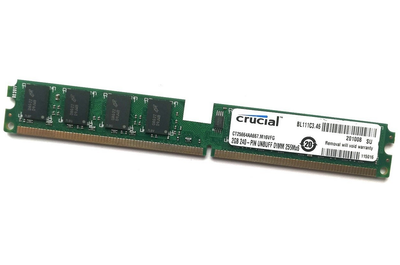 Оперативная память Crucial DDR2 2Gb 667MHz PC2 5300U LP CL5 (CT25664AA667) Б/У