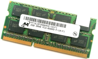 Оперативная память для ноутбука Micron SODIMM DDR3 2Gb 1066MHz 8500s 2R8 CL7 (MT16JSF25664HZ-1G1F1) Б/У