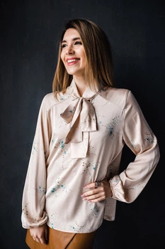 Блуза з бантом на комірі з Армані WearMe, Динара бежевий S (44)
