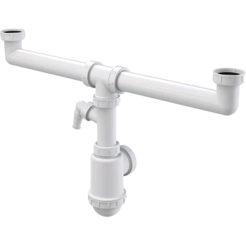Сифон для сдвоенной мойки ALCA PLAST A448P-DN50/40 с накидными гайками 6/4" (8594045937848)