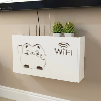 Полиця для роутера Wi-Fi коробка 40*20,5*10 см Біла котик
