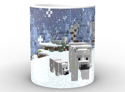 Кружка Minecraft Майнкрафт мишки керамика, белого цвета 330мл.