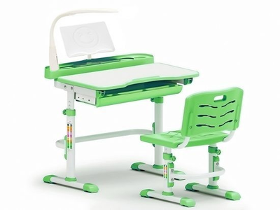 Комплект парта и стульчик Evo-kids Evo-18 (с лампой) столешница белая / цвет пластика зеленый Evo-18 Z с лампой