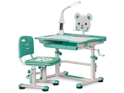 Комплект парта и стульчик Evo-Kids BD-04 XL Teddy (с лампой) столешница белая / цвет пластика зеленый BD-04 Z XL Teddy с лампой