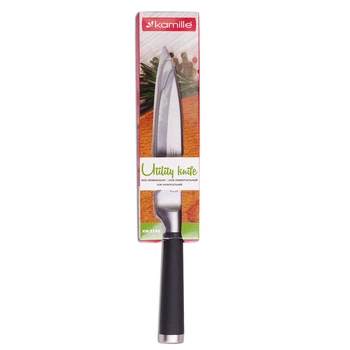 Нож универсальный Kamille из нержавеющей стали с полой ручкой Soft Touch лезвие 12 см рукоятка 11.5 см