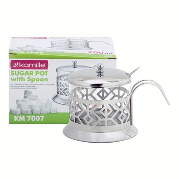 Сахарница 200ml из стекла и нержавеющей стали