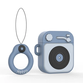 Чехол для Apple AirPods Alitek Фонограф Ретро Blue + держатель -Refurbished (89157y)