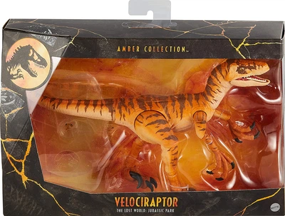 Фигурка Динозавр Велоцираптор Тигр Мир Юрского Периода Jurassic World Velociraptor Tiger Amber Collrction GWP85