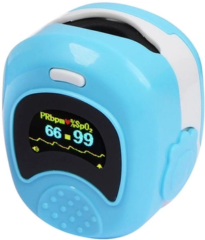Дитячий акумуляторний пульсометр оксиметром на палець (пульсоксиметр) CONTEC CMS50QB LCD Blue