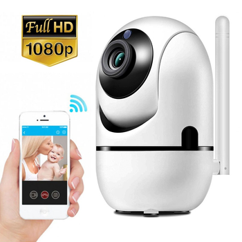Беспроводная поворотная Smart IP-камера видеоняня 2Mp Full HD 1080p с датчиком слежения + карта памяти 32 Гб