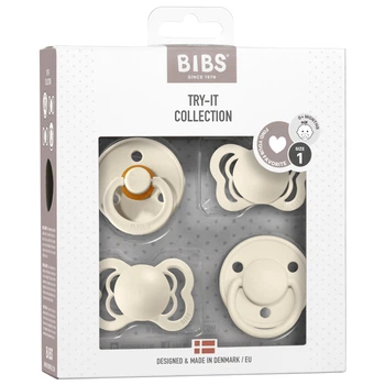 Набір пустушок BIBS Try-it Box, 4 шт. Ivory, розмір 1